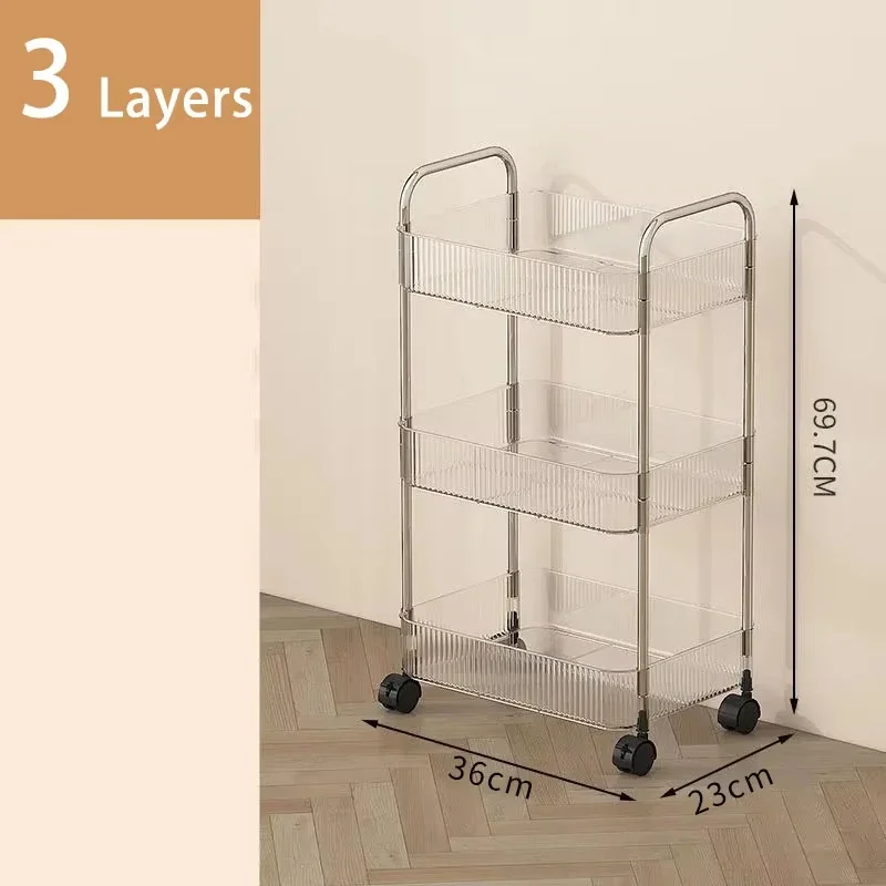 Multi-Tier Rolling Utility Cart With Wheels, Mobile Storage Rack For Snacks & Cosmetics image 4