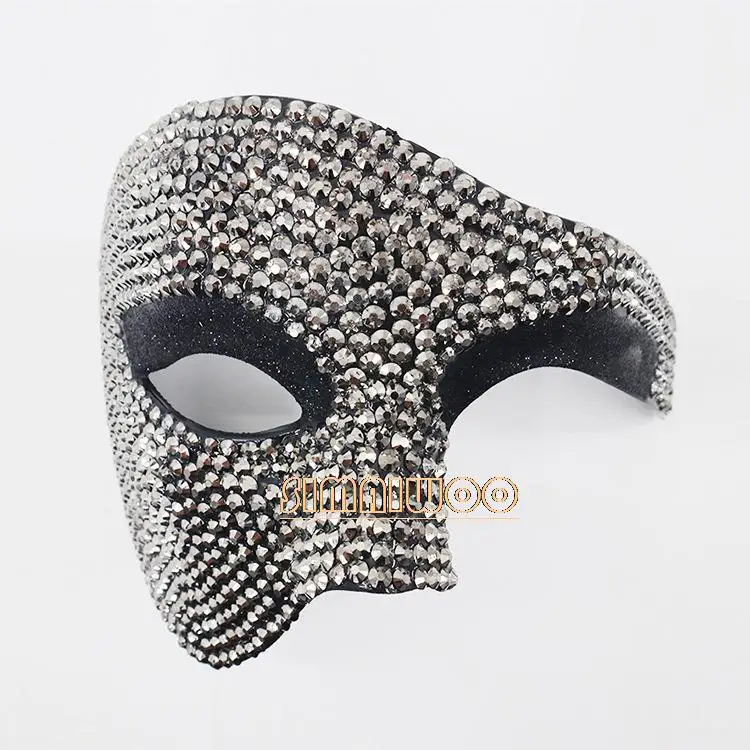 Imagem -06 - Rhinestone Half Face Masquerade Mask Halloween Makeup Ball Shinning Resina Diamante Gato Máscara Veneziana Presente de Carnaval