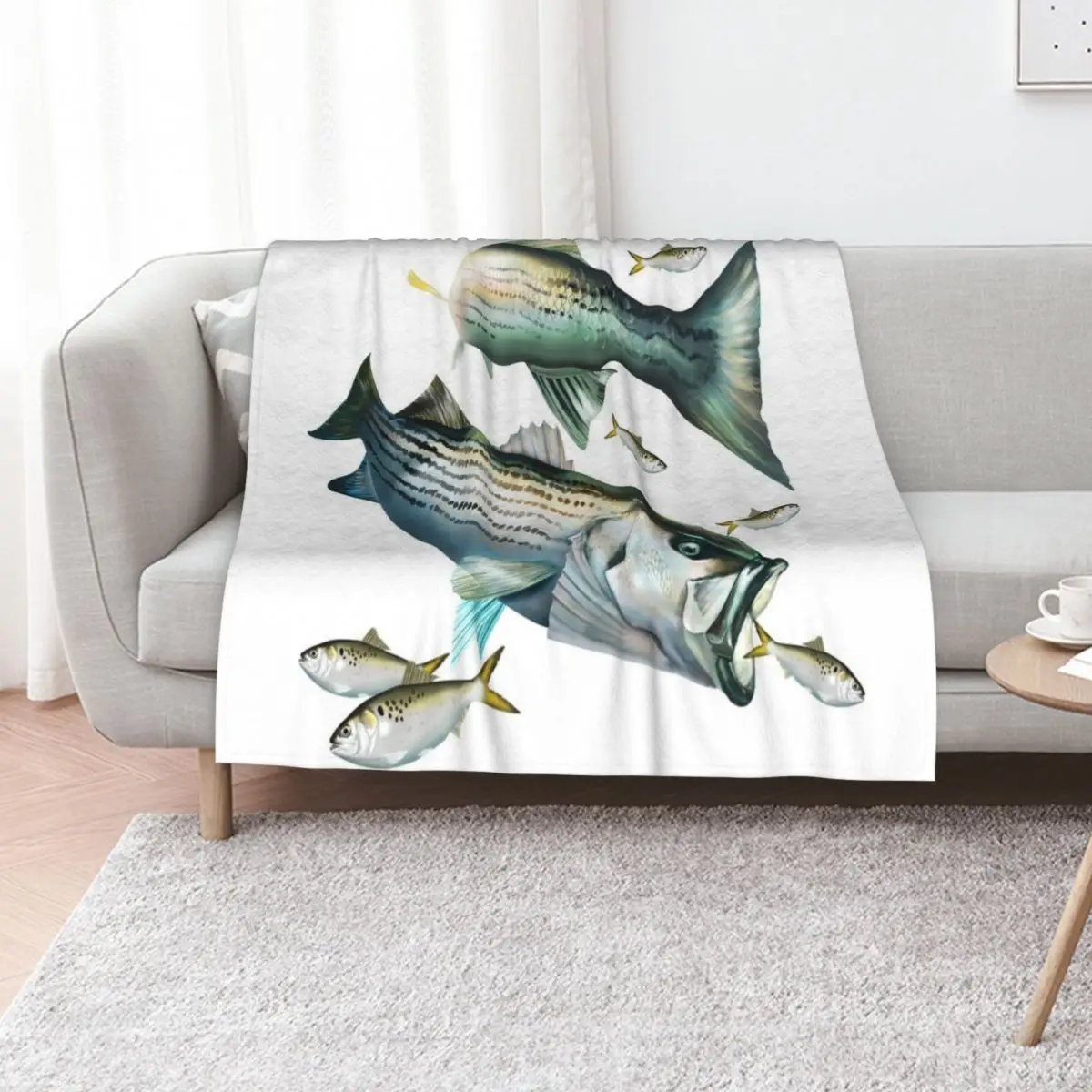 Striped Bass Chasing Menhaden Throw Blanket For Baby wednesday valentine gift ideas funny gift Sofas heavy to sleep Blankets