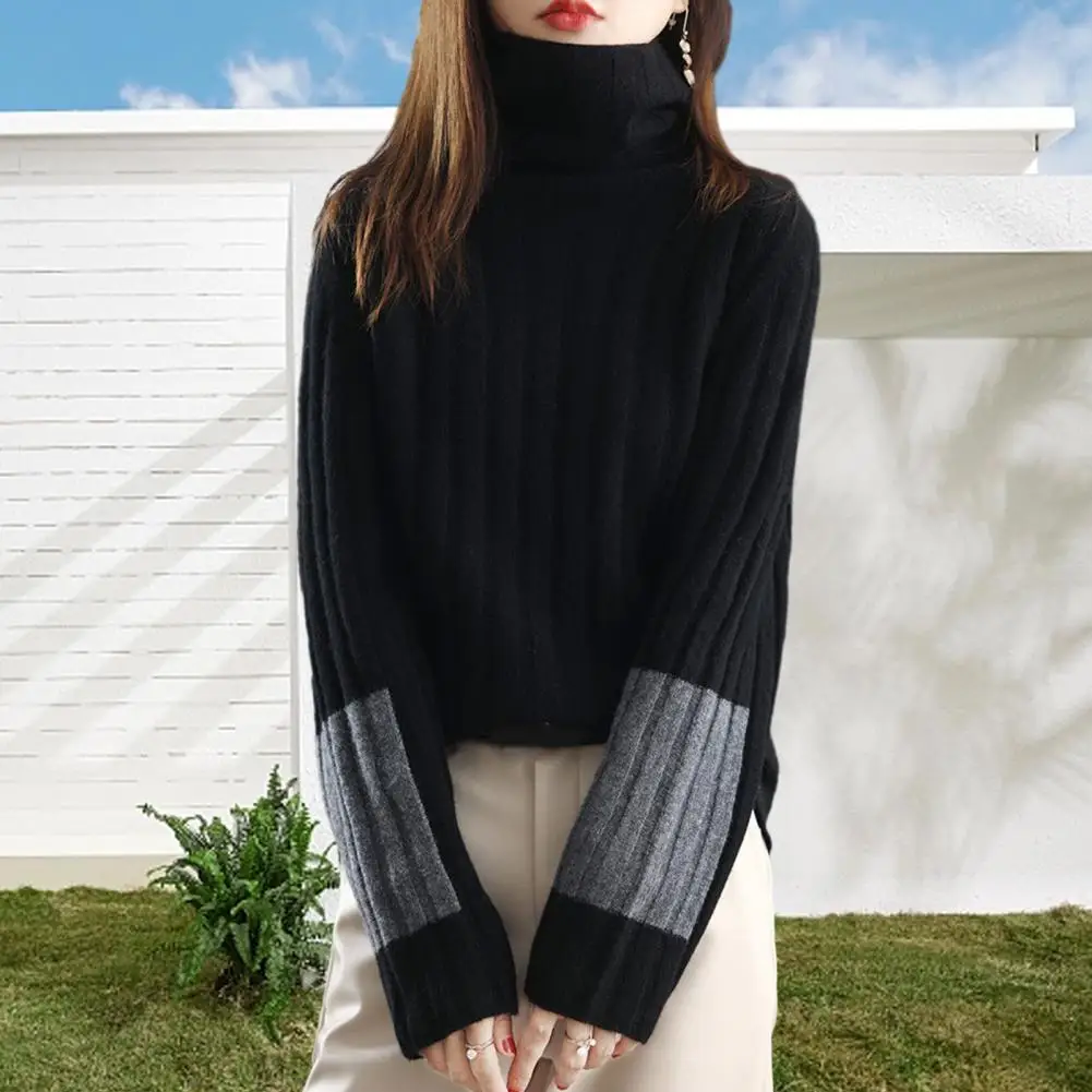 

Loose Fit Sweater Women Stretchy Sweater Cozy Turtleneck Sweater for Women Winter Autumn Long Sleeve Knitted Pullover for Warmth