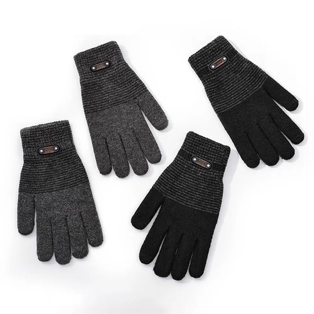 Daily Thickened Knitted Warm Gloves Touch Screen Windproof Coldproof Driving Gloves Anti Slip All Finger Gloves for Women Men