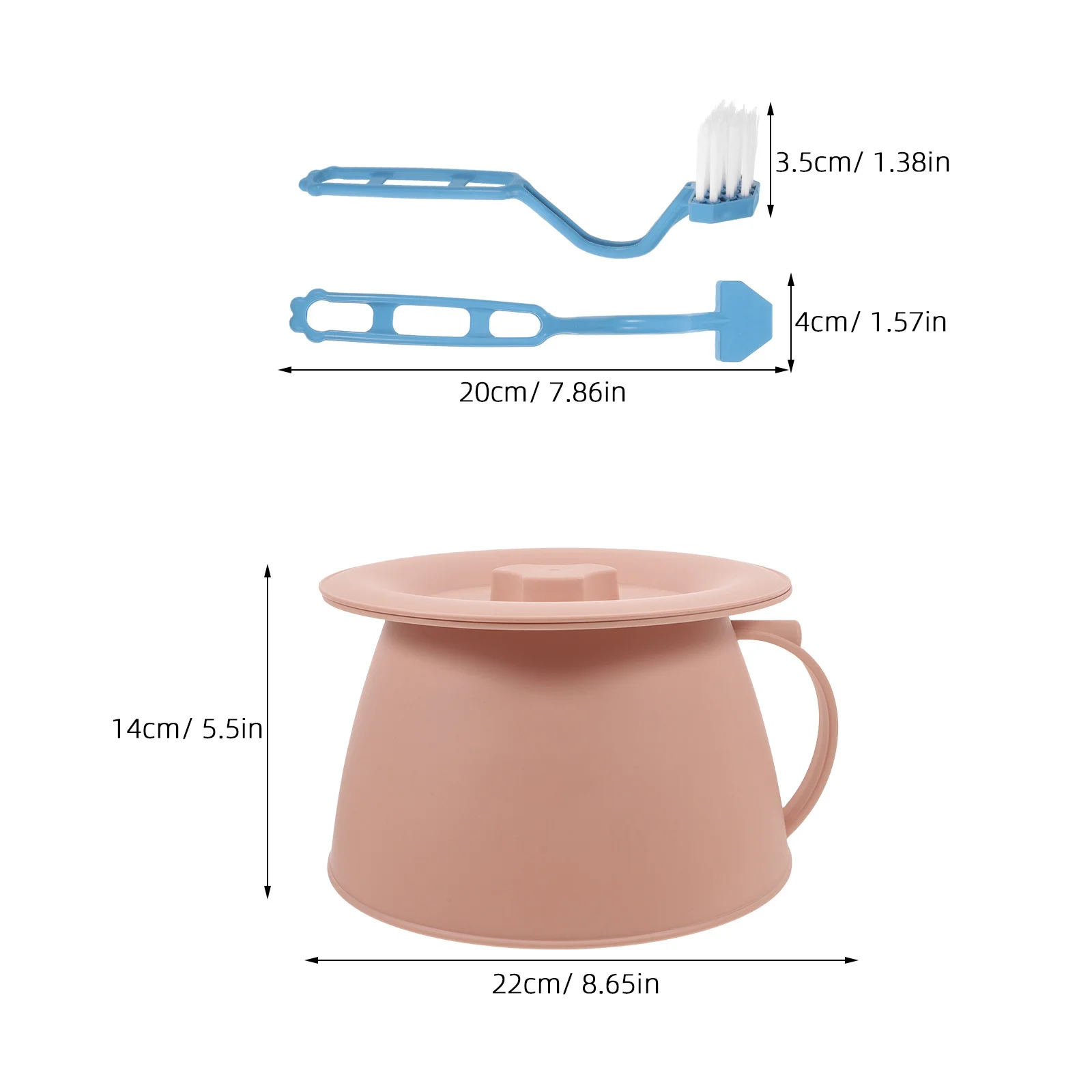 مجموعة واحدة من وعاء المرحاض المحمول من البلاستيك مع فرشاة تنظيف بغطاء بجانب السرير ومبولة ليلية للنساء المسنات والمريضات #3