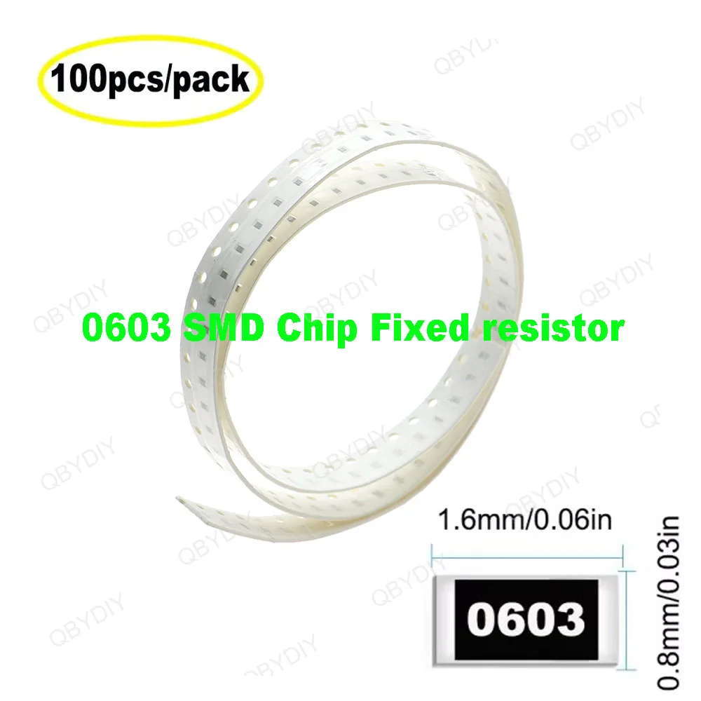 100Pcs/lot 1% 0603 SMD Chip Fixed resistor 0R-10M