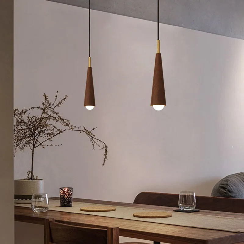 

Nordic Bedroom Headboard Lamp Luxury Walnut Wood Chandelier Japanese Retro Restaurant Homestay Restaurant Bar Counter Led Light