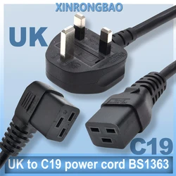 C19 to UK BS1363 Singapore Malaysia 3Pin To IEC 320 C19 Power Extension Cable Cord For PDU Chassis 16A250V square Type-G Adapter
