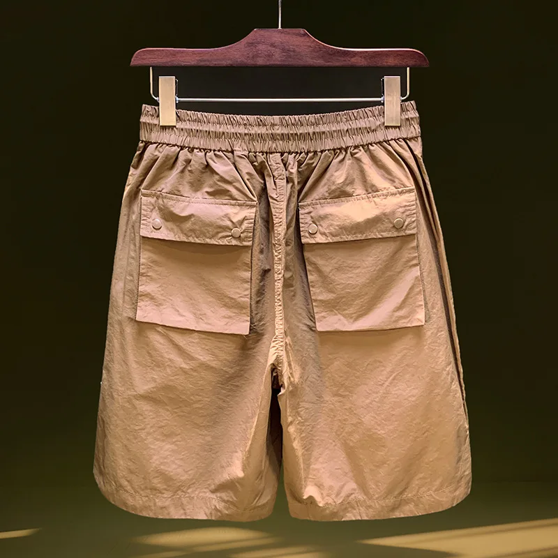 

Быстросохнущие шорты из ледяного шелка для мужчин, модные тонкие и свободные повседневные шорты, летняя рабочая одежда 2025 года, брюки пять четвертей