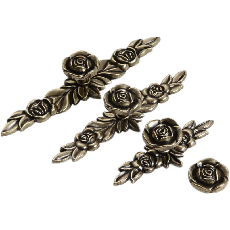 1PCS European Ivory Rose style Cabinet Handles and Knobs Modern Simple Wardrobe Drawer Door Pulls Furniture Hardware