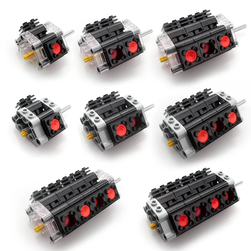 MOC Creative Gearbox Shock Absorber Chassis High-tech Parts Building Blocks Motor Reverse gear Mechanical Group Model Engine Toy