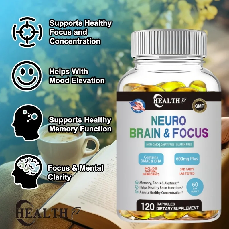 HEALTH Brain Supplement for Memory and Focus - Nootropic Booster - Brain Support Concentration and Brain Fog - Mood Boost