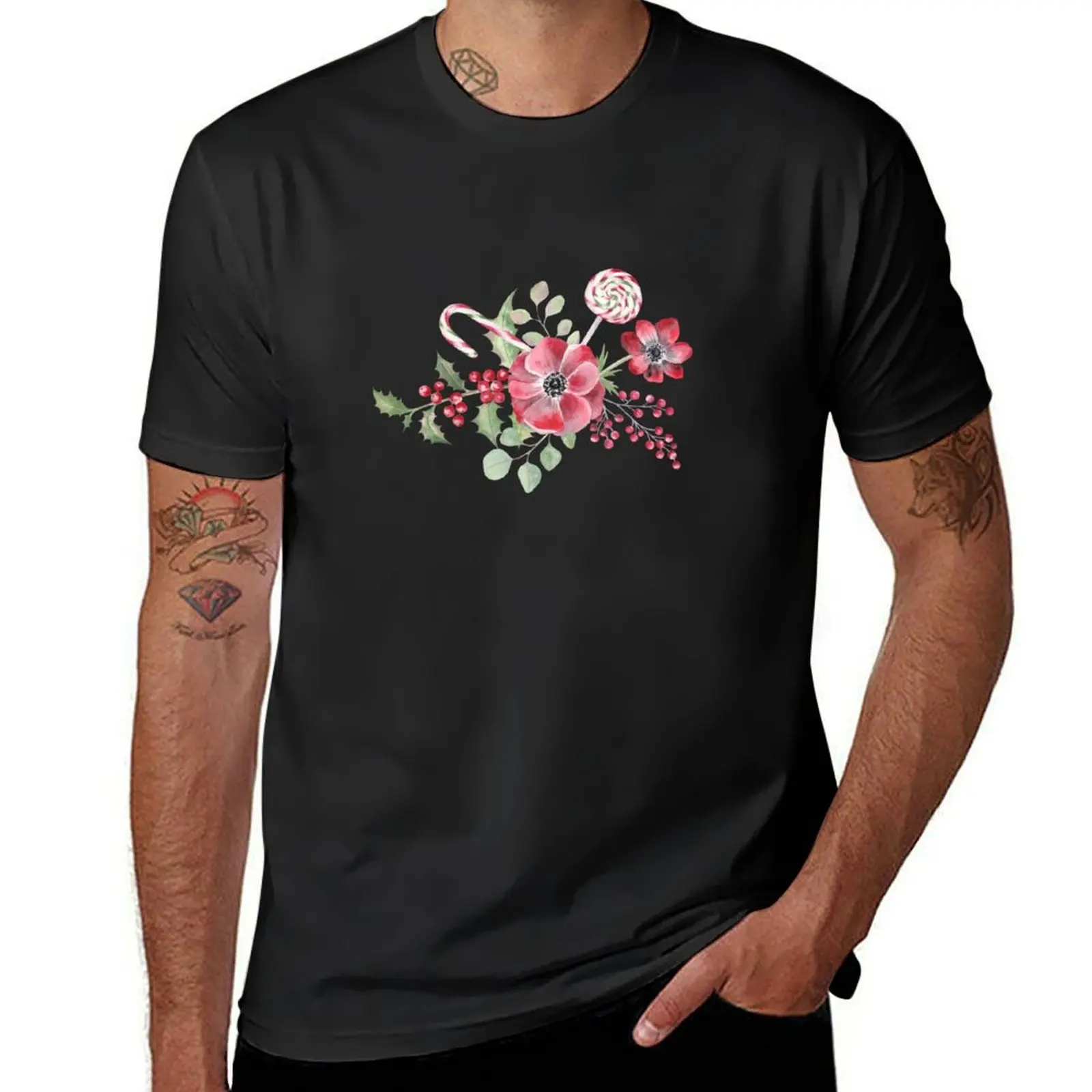 Christmas Card with Red Anemones T-Shirt cute clothes for a boy tshirts for men