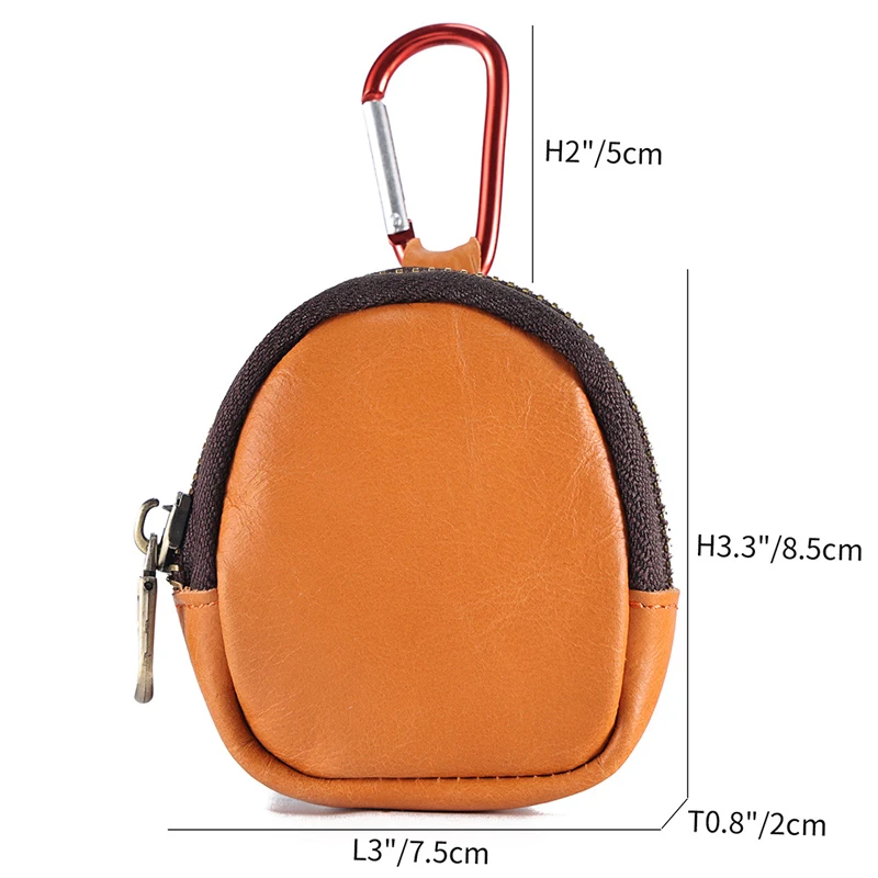 Real Leather Coin Purse High Quality Men Women Small Leather Change Bag Multifunctional Zip Headphone Key Wallet with a Keychain