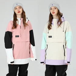 Chaqueta de esquí para hombre y mujer, Jersey deportivo con capucha, impermeable, transpirable, color block, abrigo de nieve