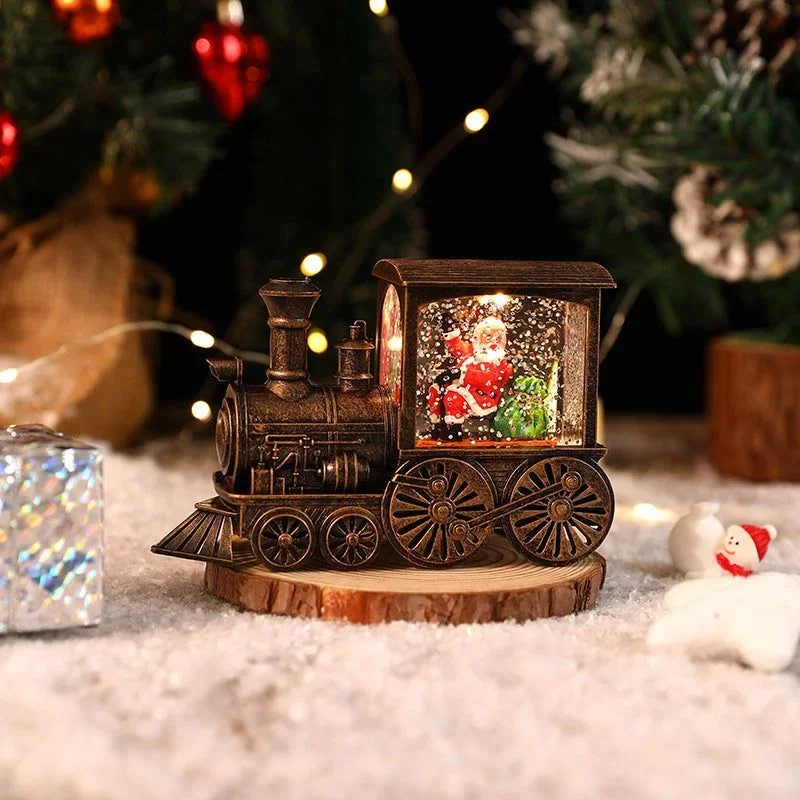 2024 Christmas Gift Train Crystal Ball Ornament Christmas Eve Decoration Lighting Train Box CrystalBall Ornaments