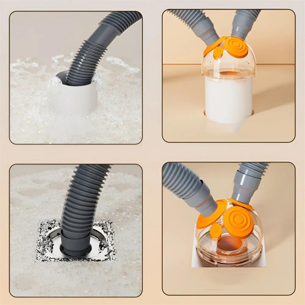 Anti Odor Sink Drain Pipe Adapter 3 in 1 Sealing Ring Kitchen Basin Sewer Branch Multifunctional Dishwasher Water Pipe Connector