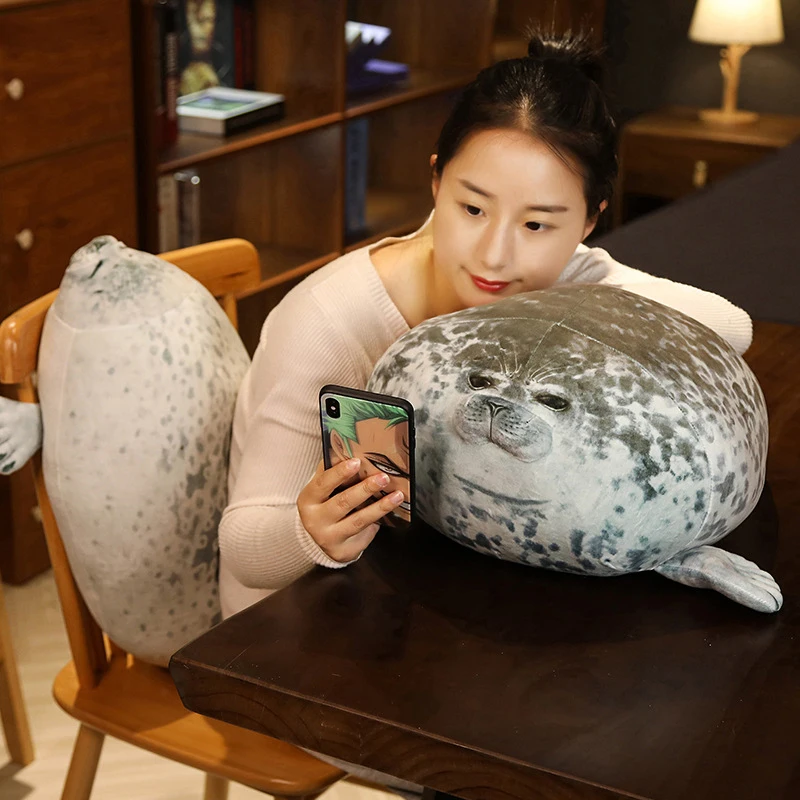 

1Pc New Angry Blob Seal Pillow Chubby 3D Novelty Sea Lion Doll Plush Stuffed Toy Baby Sleeping Throw Pillow Gifts For Kids Girls
