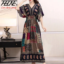 Women Dress Summer 2024 Maxi Long Print Indian Bohemian Clothing New in Dresses Vintage Korean Style Fashion Robe Ropa De Mujer