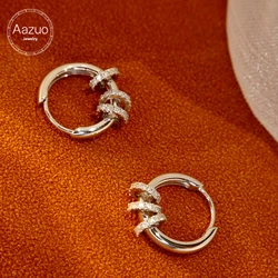 Aazuo Fine Jewelry 18K Orignal White Gold Natrual Diamonds 0.30ct Birthday Gift Hook Earrings Gifted For Women Senior Banquet