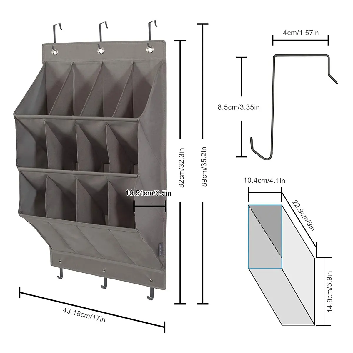 12 Pockets Shoes Organizer Rack Hanging Organizers Space Saver Hanging Over The Door Behind Closet Organizer Storage Hanger Bags