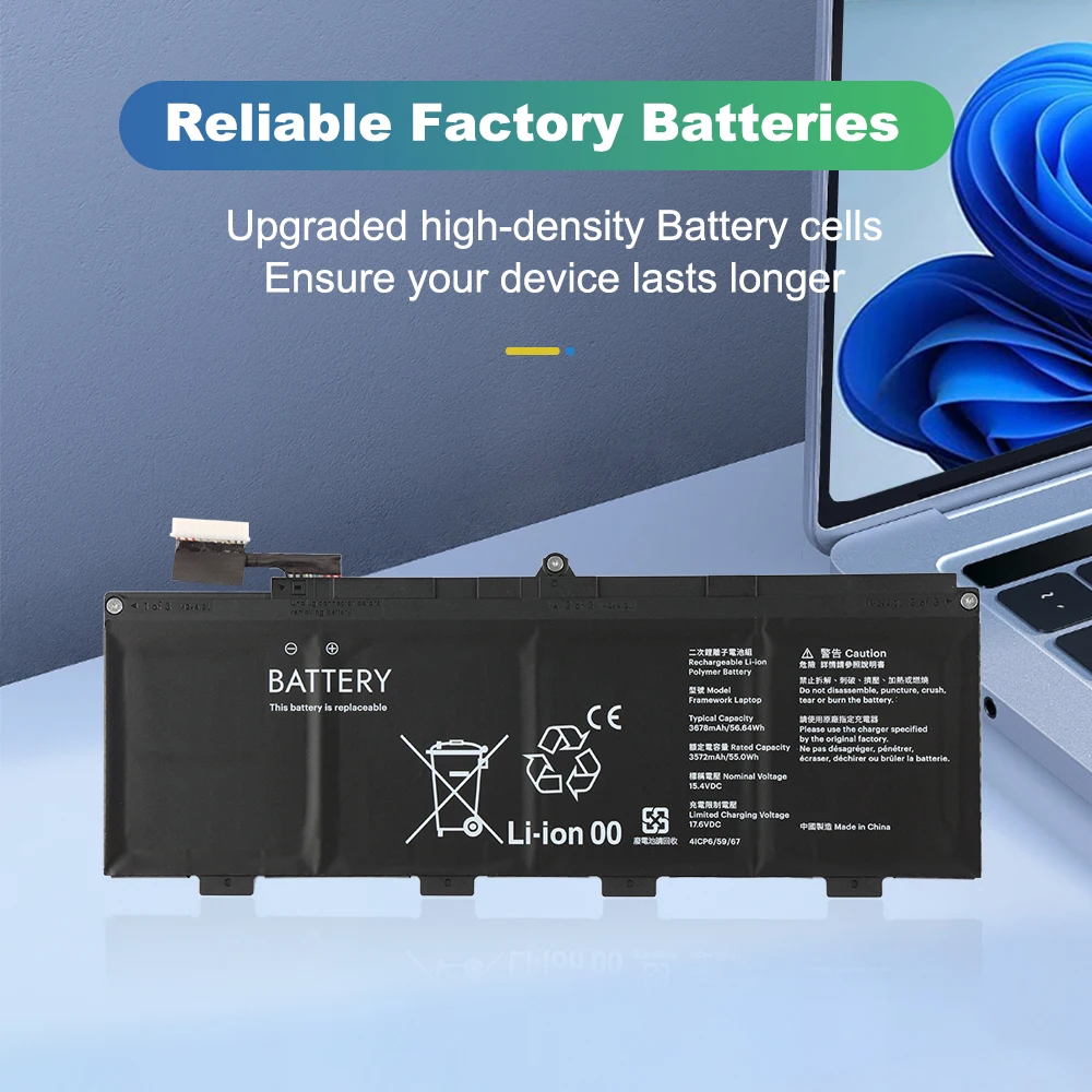 Framework Laptop 13 Rechargeable Li-ion Polymer Battery 3678mAh/56.64WH