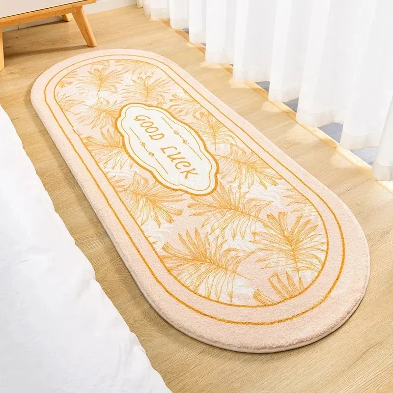 1pc Non-slip Bedroom Bedside Rugs Fluffy Soft Carpet Floor Mat Nordic Flowers Large Rug for Kids Room Bathroom Living Room Home