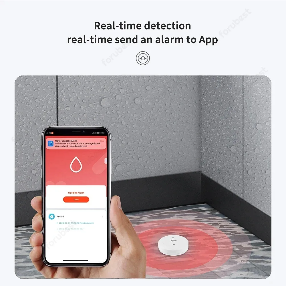Tuya WiFi/ZigBee น้ําเซ็นเซอร์รั่วเครื่องตรวจจับน้ําท่วม Smart Home APP รีโมทคอนโทรล Smart Home Security Protection