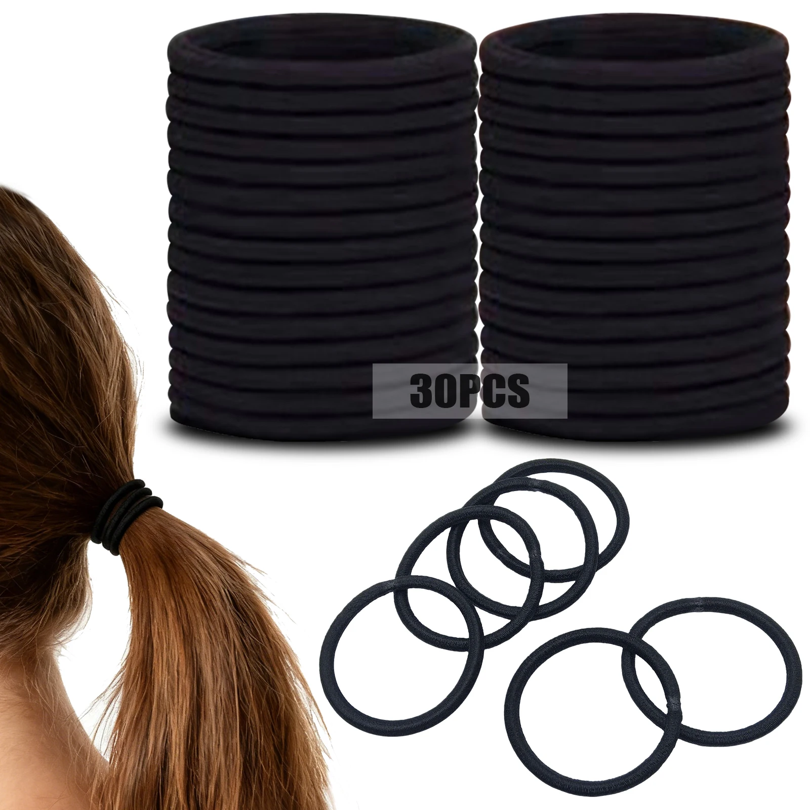 Pijnloos en niet-beschadigd haar Hoge elasticiteit Haarlus Zwarte hoofdband voor vrouwen Niet-beschadigende haarband Eenvoudige rubberen band
