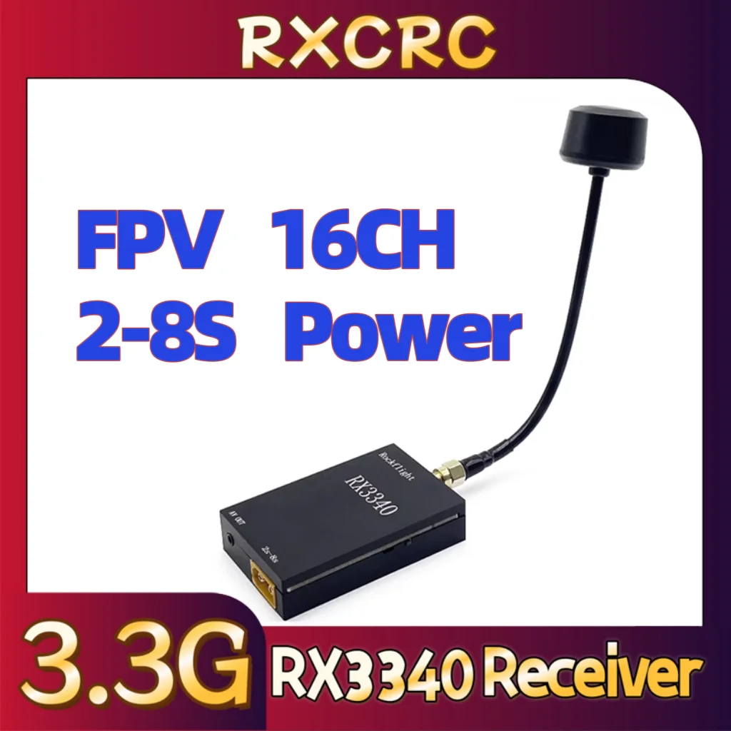 

Модуль приема RXC 3.3G RX3340, поддерживает питание 2-8S, 16 каналов, 3100-3495 МГц. Подходит для FPV-систем дистанционной передачи видео.