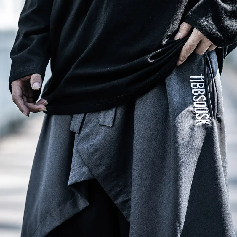 Techwear Hip Hop Men Women Harem Skirts Shorts Harajuku Skateboard Streetwear Black Pleated Apron Gothic Joggers Trousers Pants