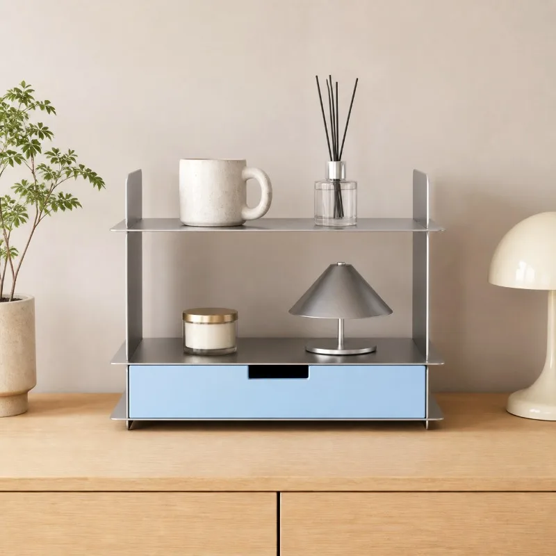 desktop rack, Bauhaus coffee cup holder, stainless steel desk dopamine shelf, simple finishing rack display rack