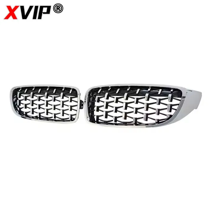 XVIP Diamonds Style Front Bumper Racing Grill For BMW 4 Series F32 F33 F36 M3 F80 M4 F82 12-19 Dual-Slat Gloss Black Accessories