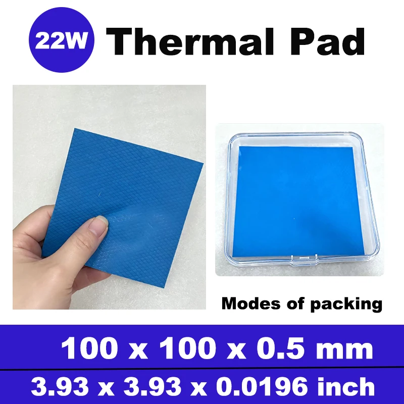 New 22W Thermal Pad 0.5mm 1.0mm 1.5mm 2.0mm 2.5mm 3.0mm Thick 100x100 Silicone Thermal Conductive Gap Pads GPU CPU Laptop Sheet