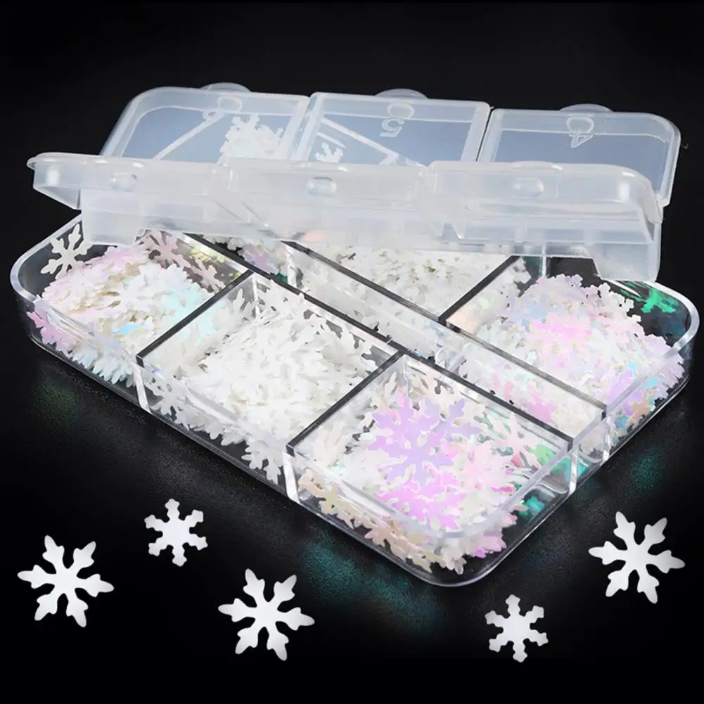 Sparkly Nail Decorations Winter Nail Art Accessories Sparkling Christmas Sequins for Phone Cases Clothes 6 Grid for Clothes