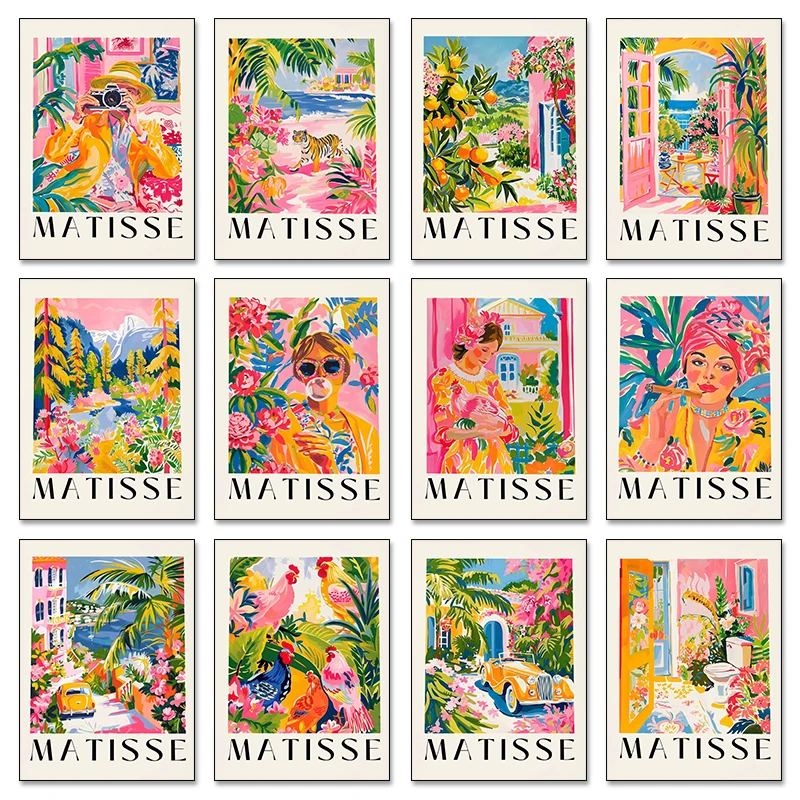1PCS frameless Canvas paintingVintage Abstract Matisse Color Art Animals Plants Landscape Figures Poster Canvas Art Paint Prints