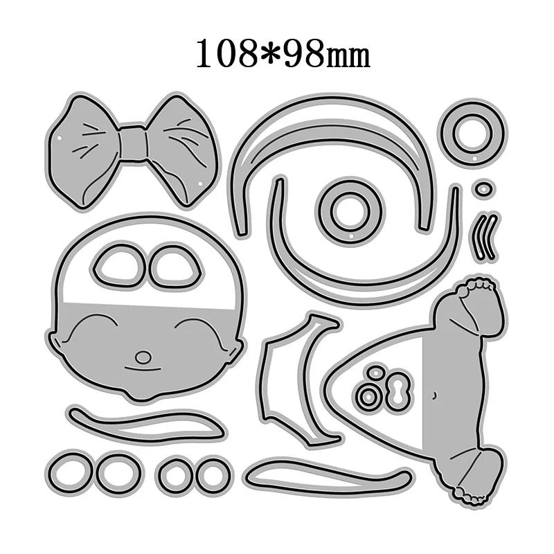 New Baby Bow Pacifier Diapers Craft Embossing Mold 2022 Metal Cutting Dies for DIY Decorative Scrapbooking Album Card Making