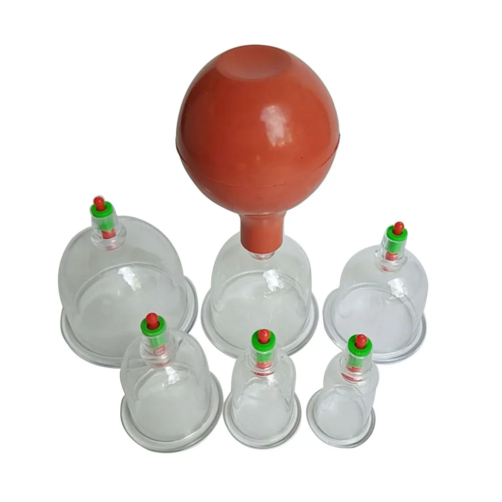 

6 pc Vacuum Cupping Set Massage Transparent Suction Cups Tools Therapy Care Massager
