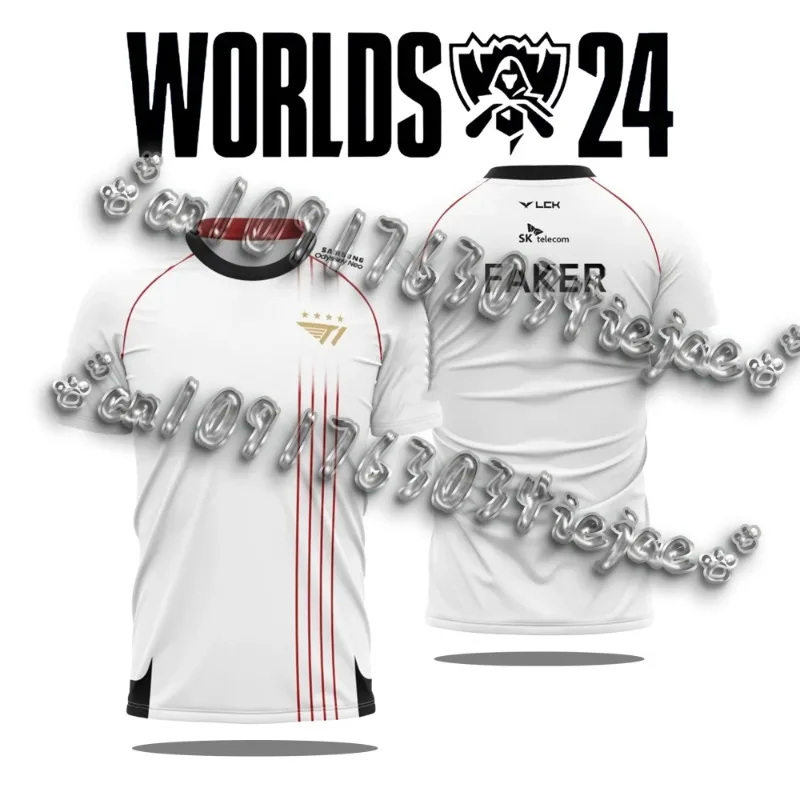 

2024 Новая футболка T1 Esports Team Uniform League Of Legends World Finals Джерси Футболка LOL Games Faker Fan Support Мужская одежда