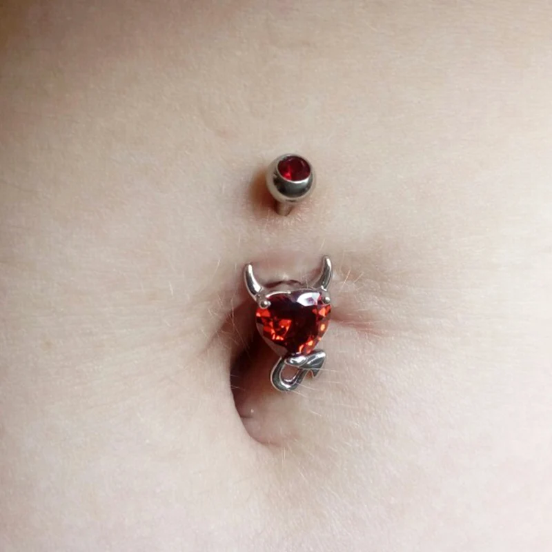 1PCS/Lot Surgical Steel Multicolor Belly Button Piercing 14G Heart Belly Piercing Zircon Navel Ring Cute Belly Bar