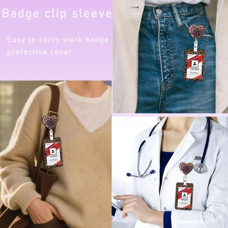 Retractable Badge Holders Set with Fashion Print Lanyard, Automatic Return Reels, and Rotating Clip for Access Cards H8WD