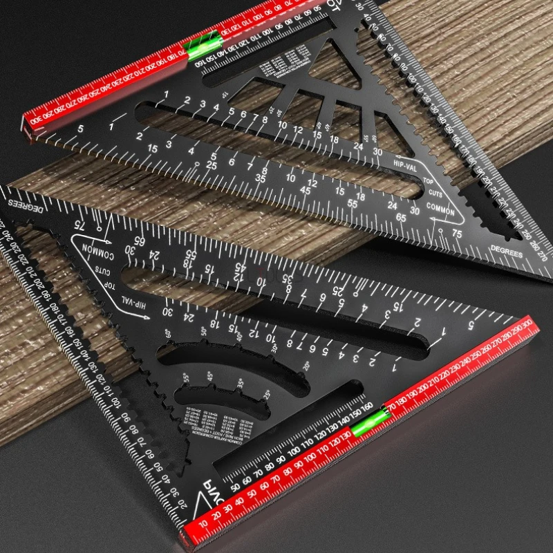 Woodworking Aluminum Alloy Triangle Gauges Multi-function Measuring Gauging Tools Marker Angle Ruler 7/12inch Metric and Imperia