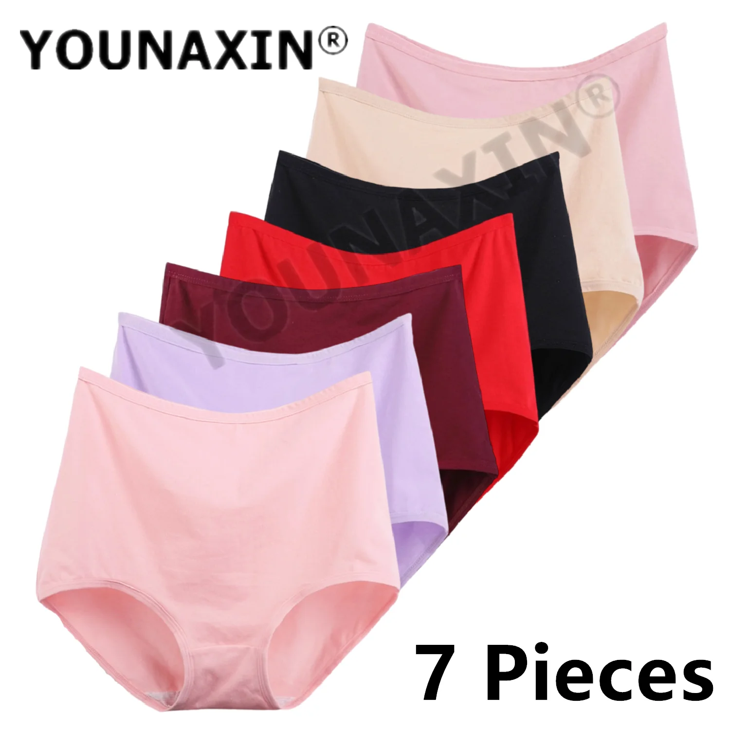 7 Pcs Women's Big Size Briefs Breathable Cotton Undies Underwear High Waist Large Panties Undershorts XL 2XL 3XL 4XL 5XL 6XL