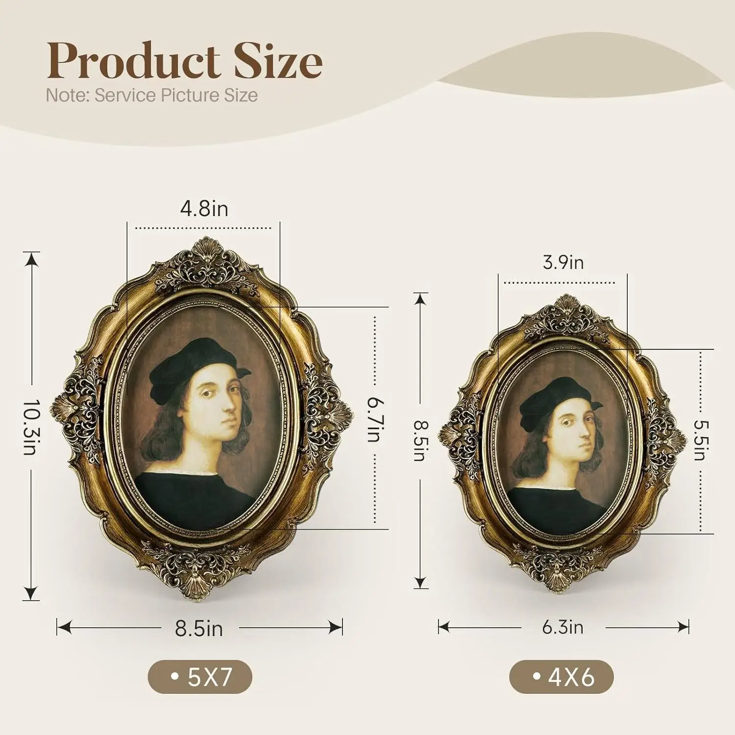 4x6 Inch Vintage Photo Frame – Antique Bronze Resin Picture Frame  – Wall & Tabletop Home Decor (Includes Random Photo )