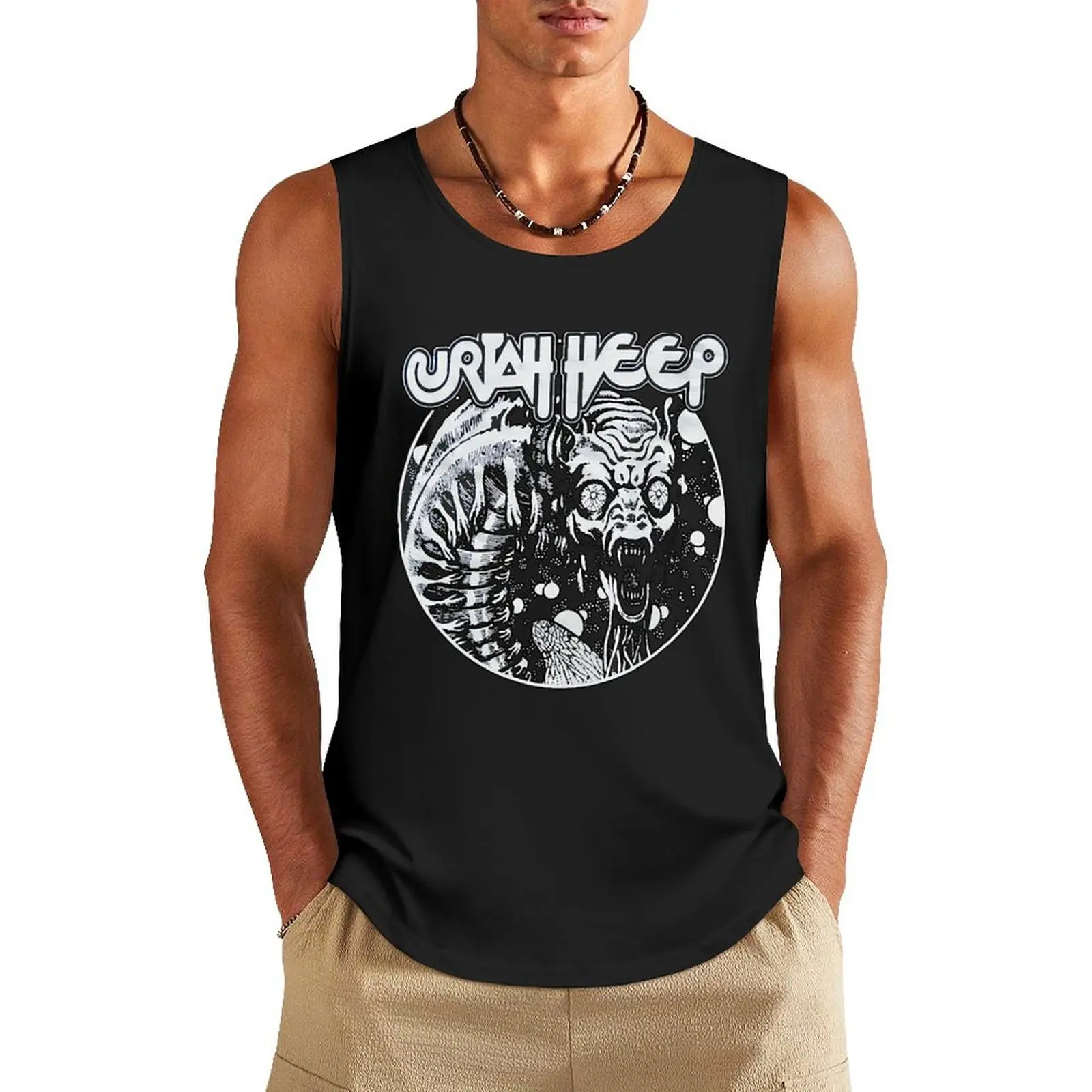 

uriah heep tour Tank Top Male vest gym clothing men Working vest summer 2025