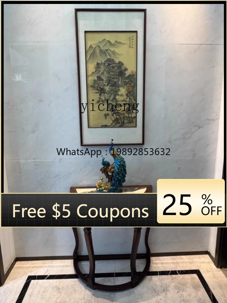 YY Ming Style Fan-Shaped Table Wall-Mounted Solid Wood Antique-Style Entryway Table Semi-Circular Side Table