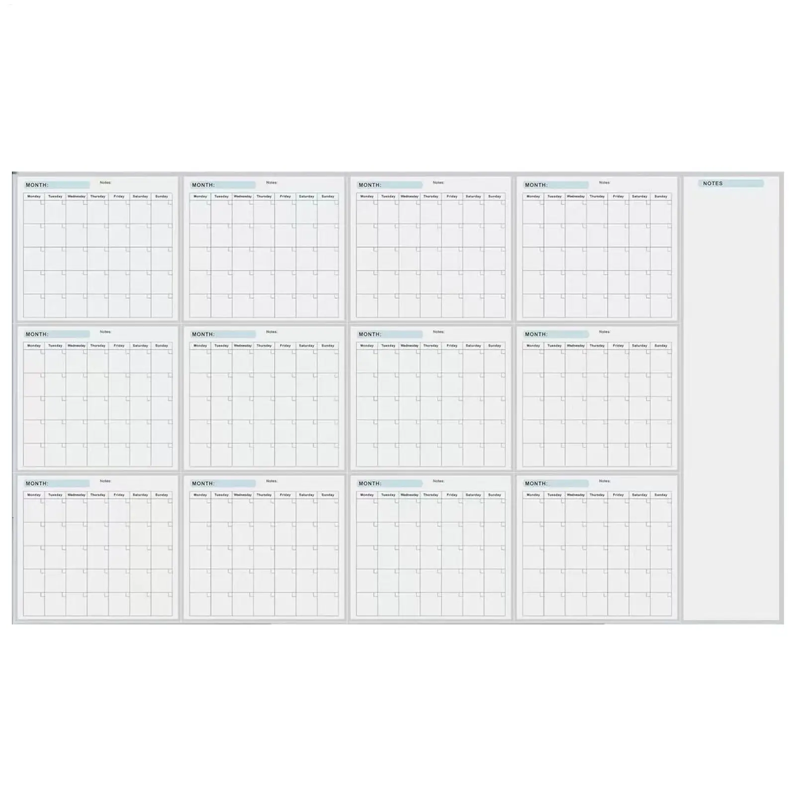 Wall Planner Erasable Large Wall Planner Calendar Erasable 12 Month Schedule Planner Reusable Blank Whiteboard Yearly Calendar