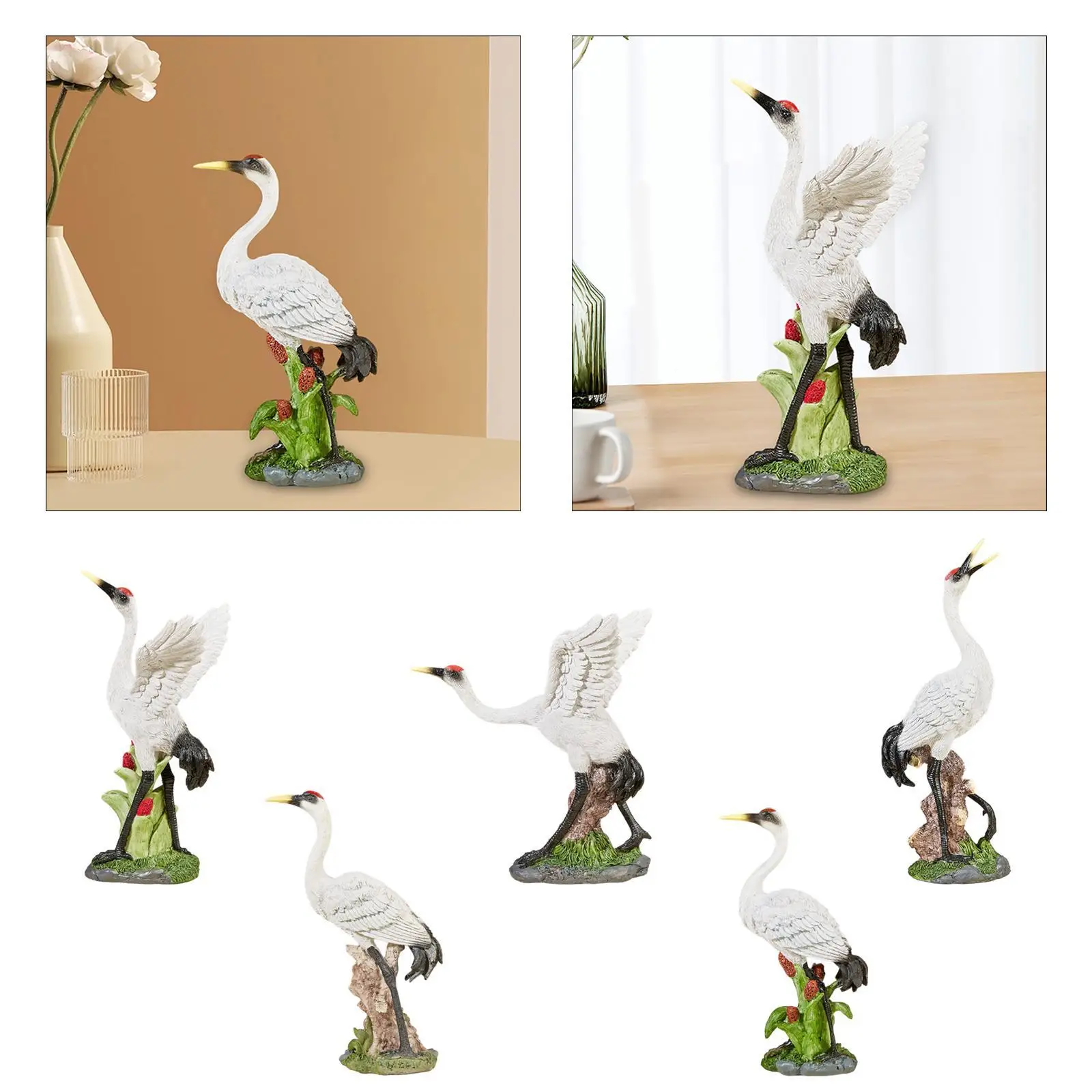 Crane Statue Animal Figurine,Resin Ornament Garden Sculpture Yard Decoration for