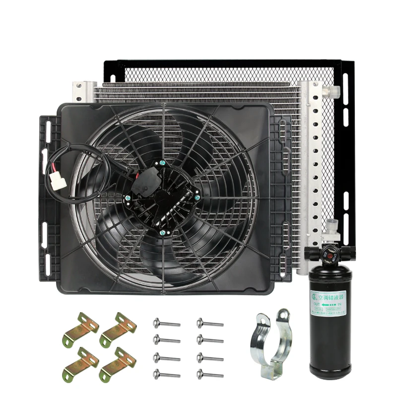 

14"x18" Parking Air Conditioner Condenser Assembly 12v Brushless Variable Frequency Cooling Fan Repair Replacement Parts 24V