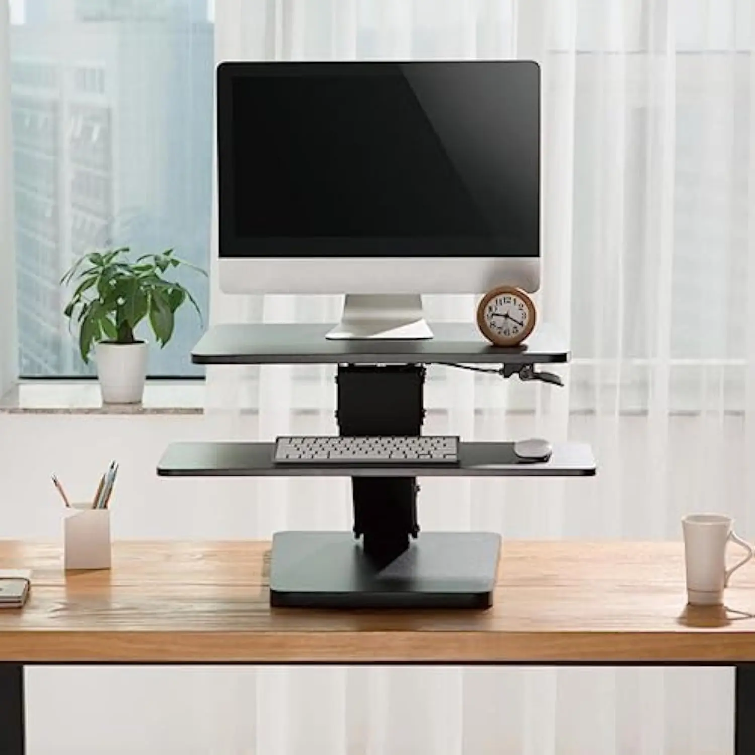 Zero Adjustable Standing Desk Converter - 6.3-17.3'' Height Adjustable Desktop Standing Desk Riser - Stand Up Desk Top - Sit S