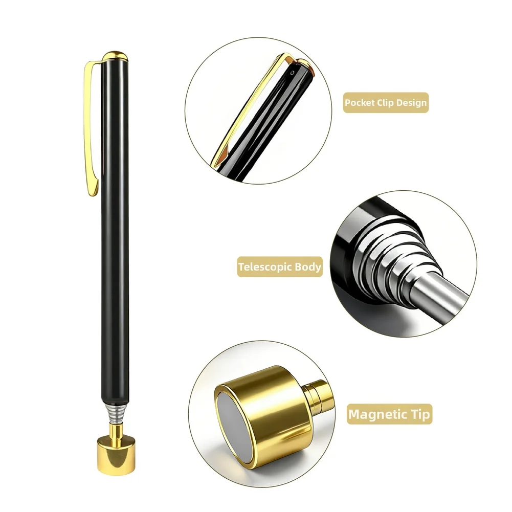 Non-Slip Telescopic Magnetic Pickup Tool With Clip Magnet Long Extendable For Automotive Repair Workshop Tasks
