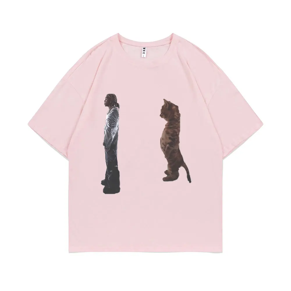 Funny Destroy Lonely Standing Cat Graphic T Shirt Men Women Oversized Pure Cotton T-shirts Opium Playboi Carti Ken Carson Tshirt