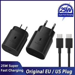 Samsung Super Fast Charger 25W EU US Power Adapter EP-TA800 A53 A32 S22 S21 S20 Type C Cable Galaxy S10 5G